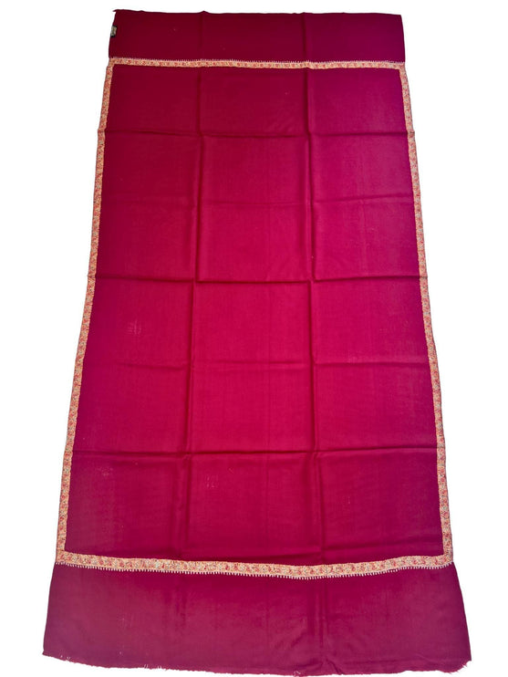 Handmade Wool Shawl | Maroon Kashmiri Embroidery, Soft Scarf