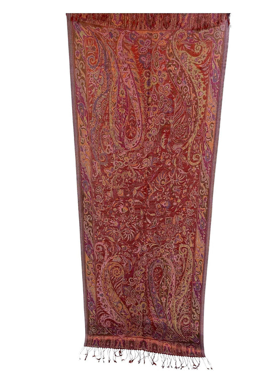Pure Silk Scarf, Long Paisley Shawl Wrap, All Season Stole