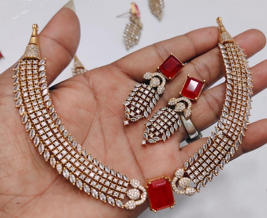 Pachi Kundan Designer Necklace Set | Diamonds & Doublet Stones, Gold Finish