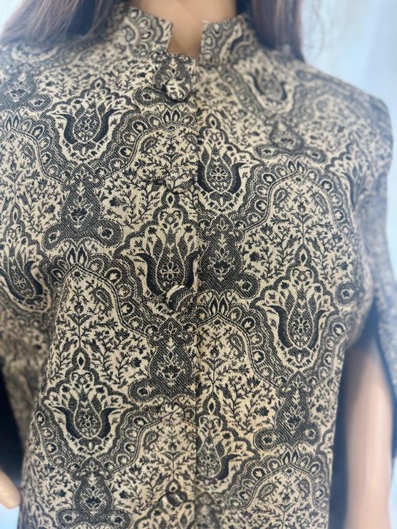 All weather aan silk house EMBROIDERED KANI CAPE | black golden|silk blend | size 42