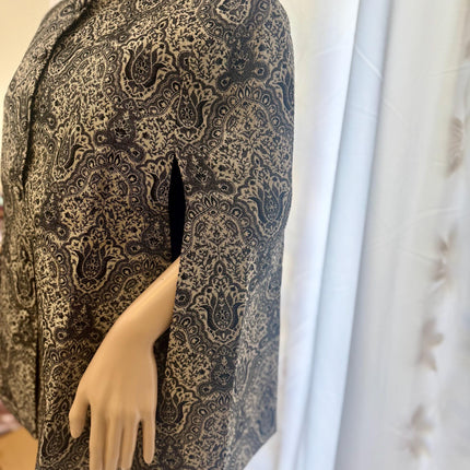 All weather aan silk house EMBROIDERED KANI CAPE | black golden|silk blend | size 42