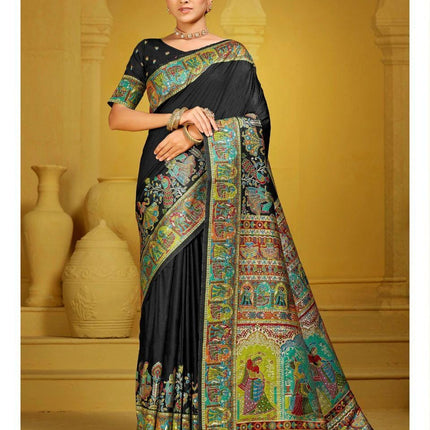 Kashmiri Kani Silk Saree | Luxury Cotton Silk | Volume - Shahi Palla | Fine Embroidered | Party Wear