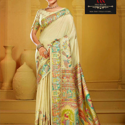 Kashmiri Kani Silk Saree | Handwoven Indian Wedding Sari vol 3