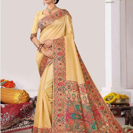 Kashmiri Kani Tussar Silk Saree | Royal Heritage Wedding Wear