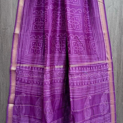 Handloom Cotton Silk Saree | Bagru Hand Block Print, Blouse Piece