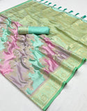 Banarasi Rangkat Weaving Satin Silk Saree | Pista Pink Lavender
