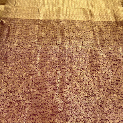 Coffee color Pure Silk Mysore Saree With Jaali Pattern | SILK MARK CERTIFIED
