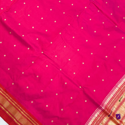 SILK MARK CERTIFIED Handwoven Maharani Paithani Saree | Rani Pink Silk with Red Border