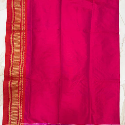 SILK MARK CERTIFIED Handwoven Maharani Paithani Saree | Rani Pink Silk with Red Border