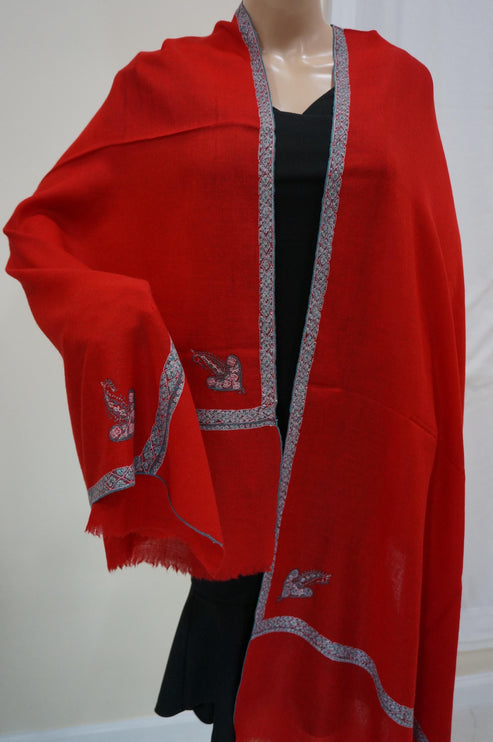 Premium Pashmina Stole with Intricate Border with fine hand embroidery| Very Soft| 100% Pure Pashmin