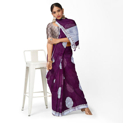 Banarasi Kora Organza Silk Saree, Deep Wine Resham Border, Handloom