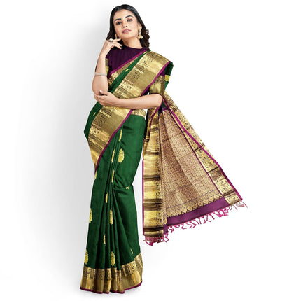 Green Kanjivaram Silk Saree with Gold Zari Weaving