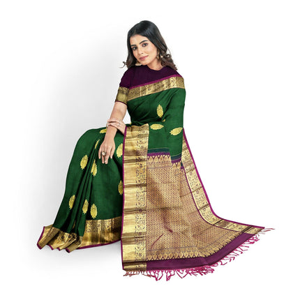 Green Kanjivaram Silk Saree with Gold Zari Weaving