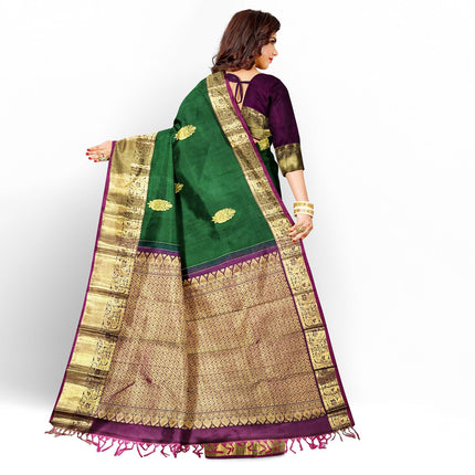 Green Kanjivaram Silk Saree with Gold Zari Weaving