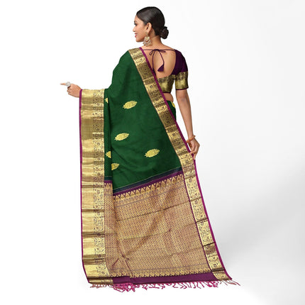 Green Kanjivaram Silk Saree with Gold Zari Weaving