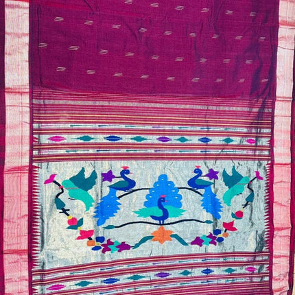 Handloom Paithani Saree | Cotton Design, Tasseled