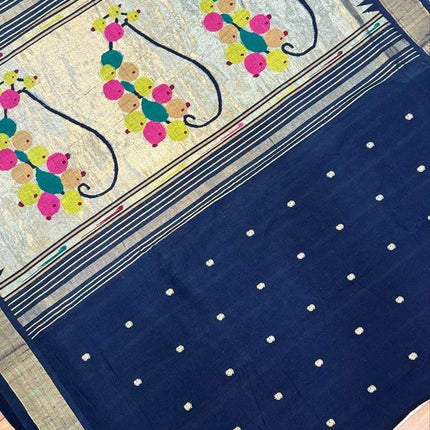 Handloom Paithani Saree | Cotton Design, Tasseled