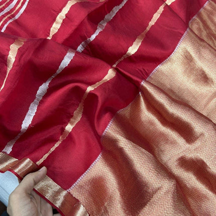 SILK MARK CERTIFIED Handloom/ Pure Raw Mango Katan Banarasi Silk Saree - Deep Red / Maroon
