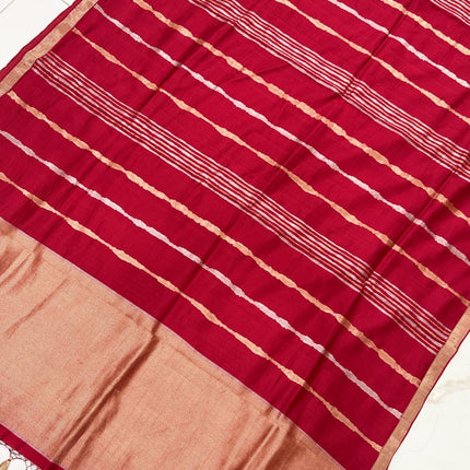 SILK MARK CERTIFIED Handloom/ Pure Raw Mango Katan Banarasi Silk Saree - Deep Red / Maroon