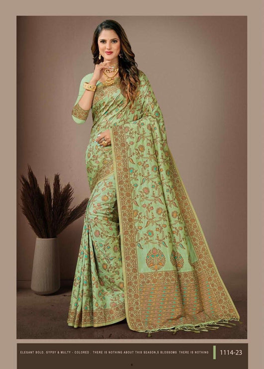 Kashmiri Kani Tussar Silk | Poshkar Inspired Woven Saree | AAN Silk House Exclusive | MeenaKari Jaal work