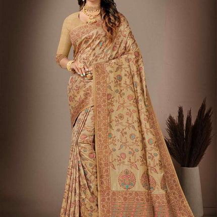 Blue Banarasi Silk Saree with Woven Floral Motifs