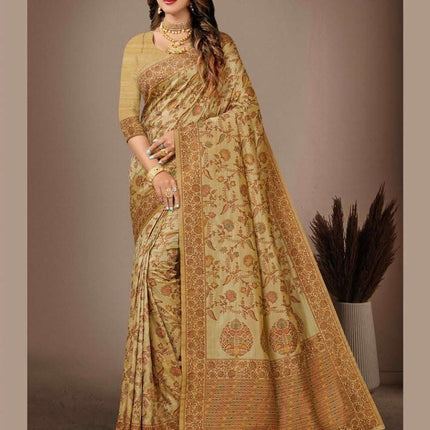 Blue Banarasi Silk Saree with Woven Floral Motifs