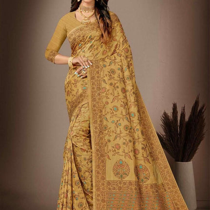 Blue Banarasi Silk Saree with Woven Floral Motifs
