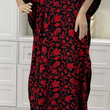 Cotton Aari Embroidered Kaftan | Kashmir Woven Artwear Statement Dress