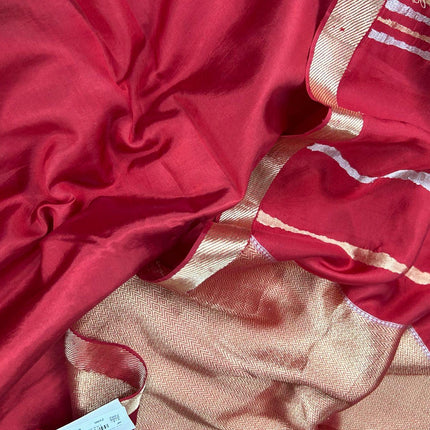SILK MARK CERTIFIED Handloom/ Pure Raw Mango Katan Banarasi Silk Saree - Deep Red / Maroon