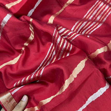 Pure Raw Mango Katan Banarasi Silk Saree – Deep Red / Maroon