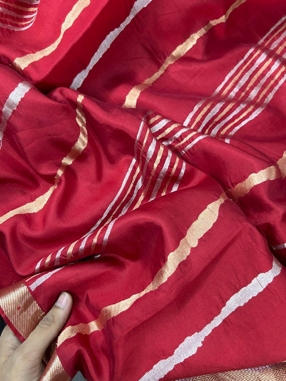 SILK MARK CERTIFIED Handloom/ Pure Raw Mango Katan Banarasi Silk Saree - Deep Red / Maroon