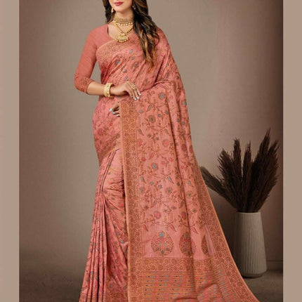 Blue Banarasi Silk Saree with Woven Floral Motifs