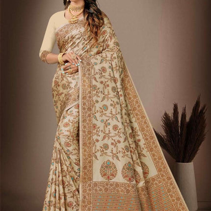 Blue Banarasi Silk Saree with Woven Floral Motifs