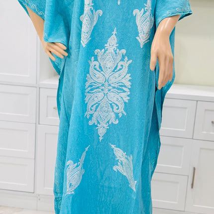 Cotton Aari Embroidered Kaftan | Kashmir Woven Artwear Statement Dress