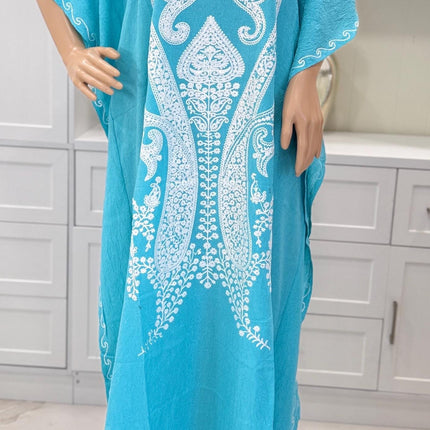 Cotton Aari Embroidered Kaftan | Kashmir Woven Artwear Statement Dress