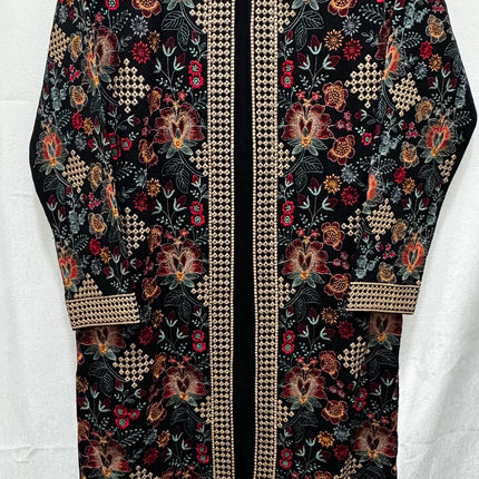 Aan Dilk House Original winter collection | 3 pcs Kashmiri woolen set| black with all over hand sozni | size 40