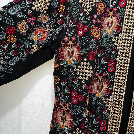 3 piece Kashmiri Woolen Set | Hand Sozni Embroidered Jacket, Size 40 Stretchable