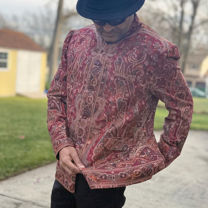 Mens Kani Pashmina Jamawar Jodhpuri style Jacket, Woven Paisley, Mandarin Collar size 44