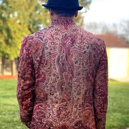 Mens Kani Pashmina Jamawar Jodhpuri style Jacket, Woven Paisley, Mandarin Collar size 44