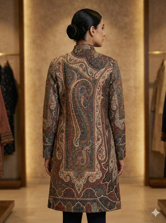 Kashmir Wool Jacket | Luxury Kani Jamawar Artwear