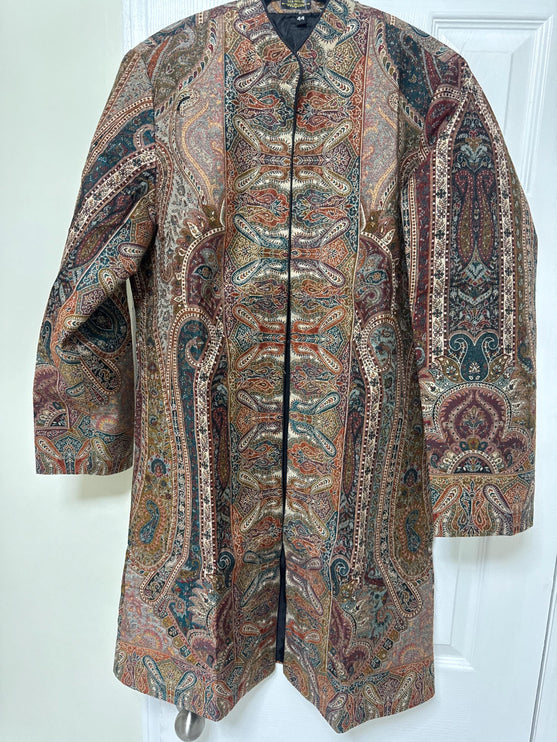 Luxury Kani/Jamawar wool women Jacket | woven Kashmir Artwear | Statement fashion wear | all season Dresses|long maroon| size 42