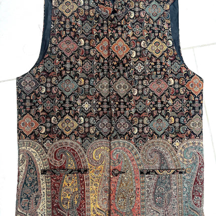 Kani pashmina Jamawar MENS WOVEN Paisley waistcoats, structured slim fit |Black foundation | Statement fashion wear| size 40,42