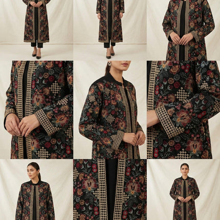 Aan Dilk House Original winter collection | 3 pcs Kashmiri woolen set| black with all over hand sozni | size 40