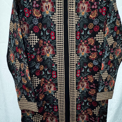 3 piece Kashmiri Woolen Set | Hand Sozni Embroidered Jacket, Size 40 Stretchable