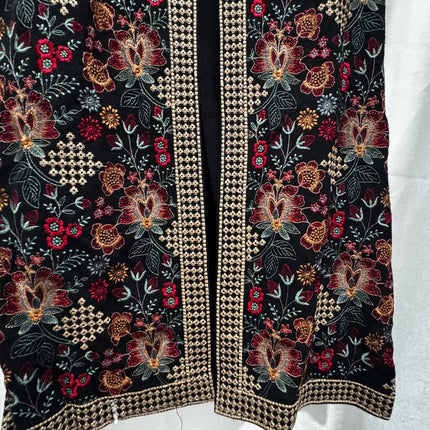 3 piece Kashmiri Woolen Set | Hand Sozni Embroidered Jacket, Size 40 Stretchable