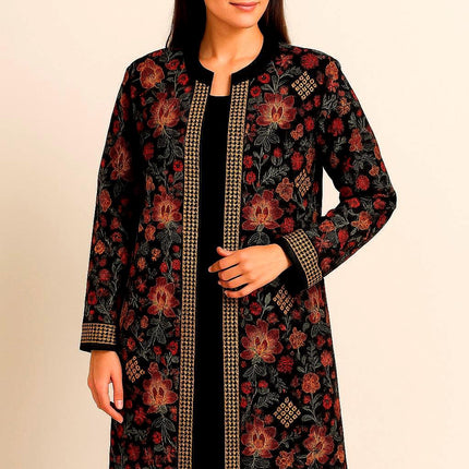 Aan Dilk House Original winter collection | 3 pcs Kashmiri woolen set| black with all over hand sozni | size 40