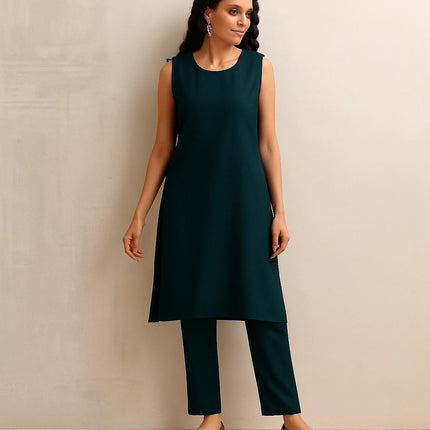 Aan Silk House Original winter collection | 3 pcs Kashmiri woolen set| Bottle Green with all over hand sozni | size 40