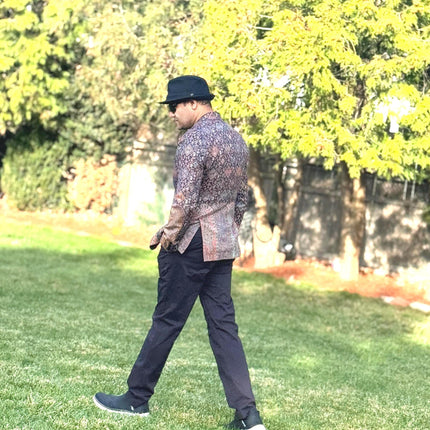 Mens Kani Pashmina Jamawar Blazer, Woven Paisley, Mandarin Collar . Multiple sizes