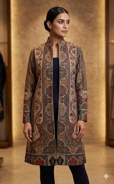 Kashmir Wool Jacket | Luxury Kani Jamawar Artwear