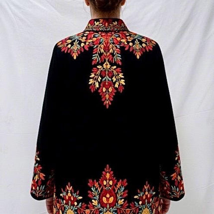 Handwoven Aari needle work Jacket | Kashmir Artwear | Pashmina | black Size 46
